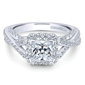 ER12959S4W44JJ 14k White Gold Diamond Halo Engagement Ring