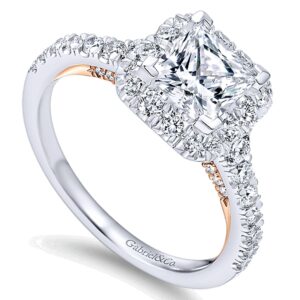 14K White Gold Halo Engagement Rings ER12836S4T44JJ