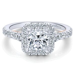 14k White and Pink Gold Diamond Halo Engagement Ring R12836S4T44JJ