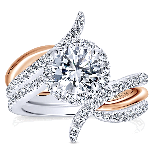 14k White Pink Gold Diamond Halo Wedding Set ER12758R4T44JJ