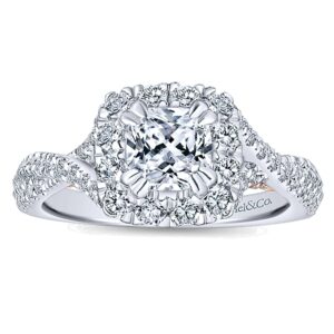 14k White pink Gold Diamond Halo Engagement Ring ER12823C4T44JJ