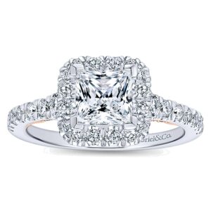 14K White Gold Halo Engagement Rings ER12836S4T44JJ