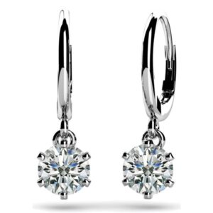 14k white gold diamond dangle earrings