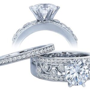 14k White Gold Diamond Vintage Engagement Ring