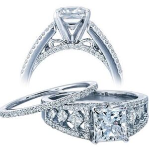 14k White Gold Diamond Vintage Engagement Ring