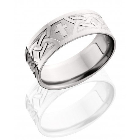 Etched Crosses and Polished Men's Ring