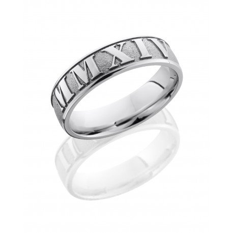 Roman Numeral Sandblasted Polished Men's Ring