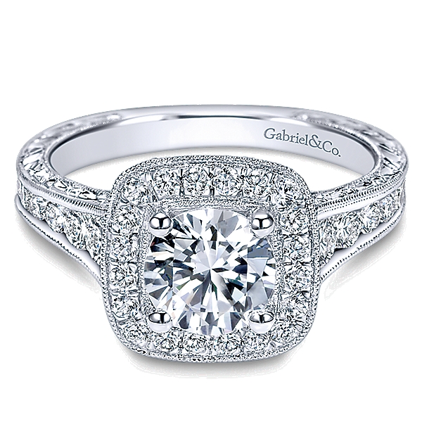 14k White Gold Victorian Engagement Ring