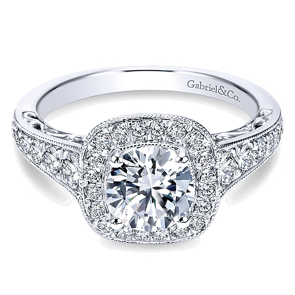14k White Gold Victorian Engagement Ring