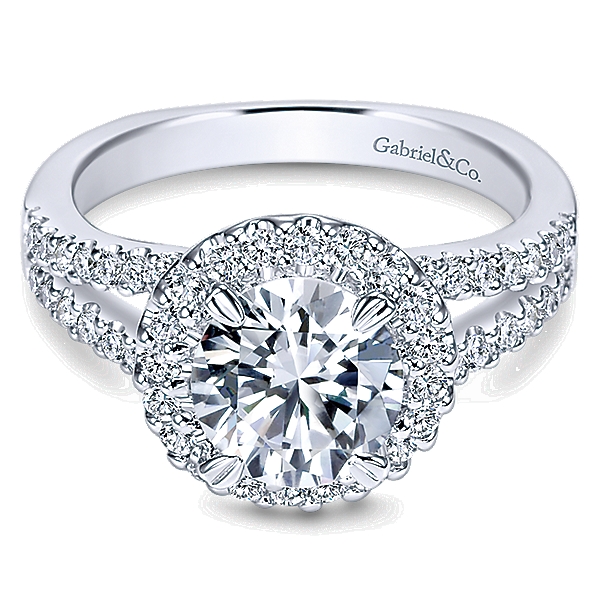 14k White Gold Contemporary Engagement Ring