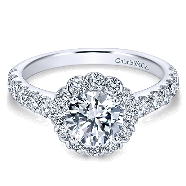 14k White Gold Contemporary Engagement Ring
