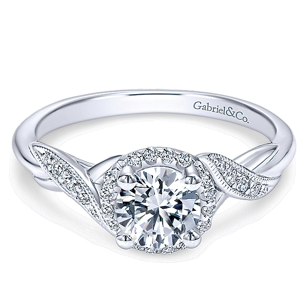 14k White Gold Contemporary Engagement Ring