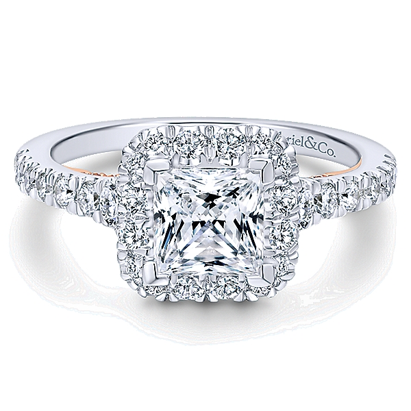 14k White/pink Gold Blush Engagement Ring